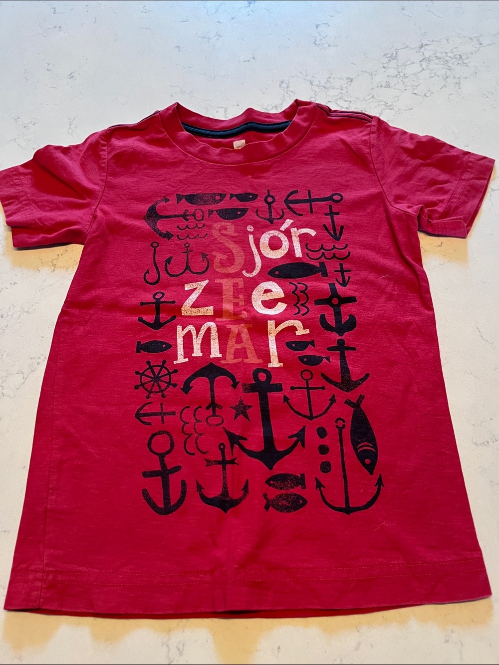 Tea Collection Red Nautical Anchor Graphic Tee